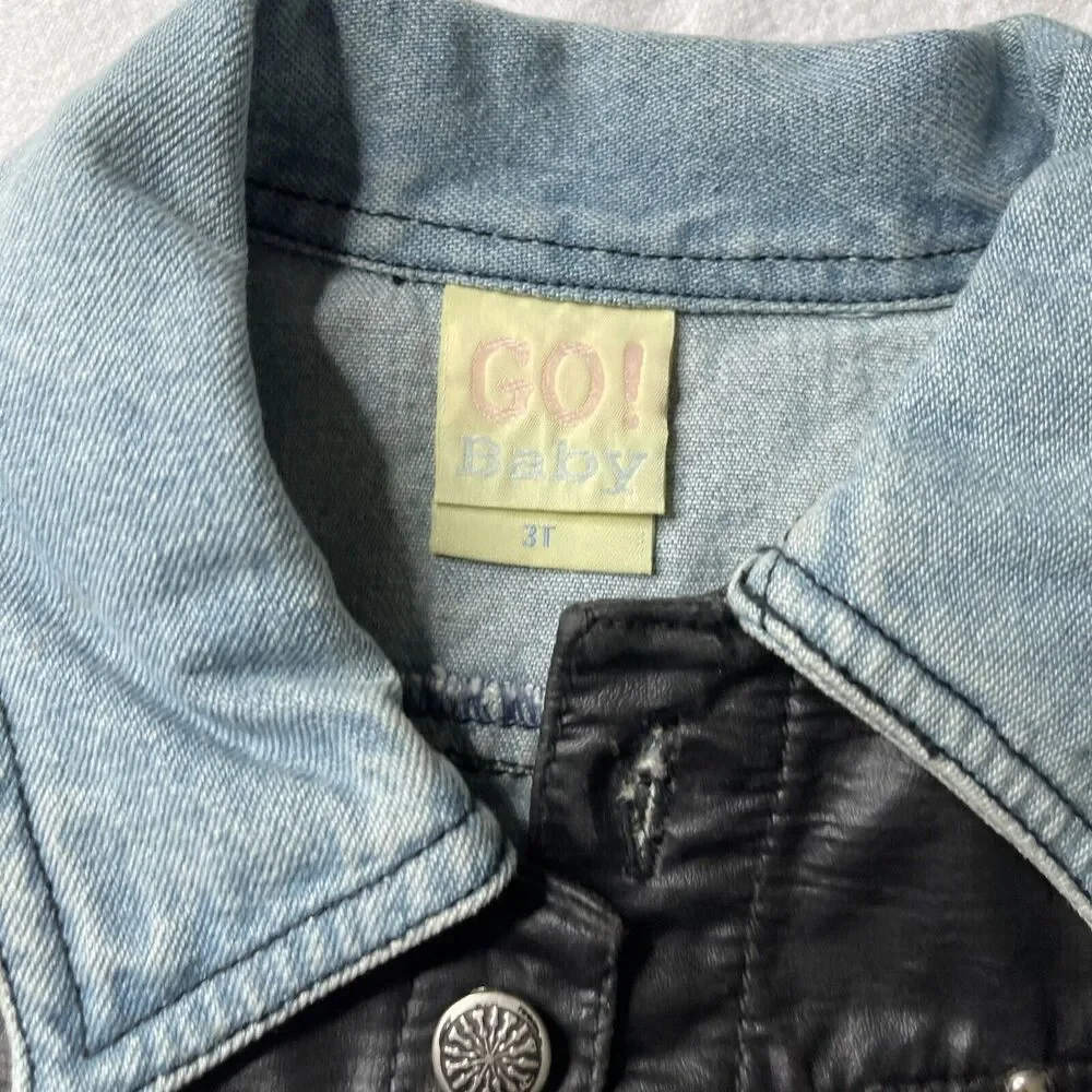 Born to Ride Denim toddler 3T jacket Biker blue jean jacket Go Baby Tag